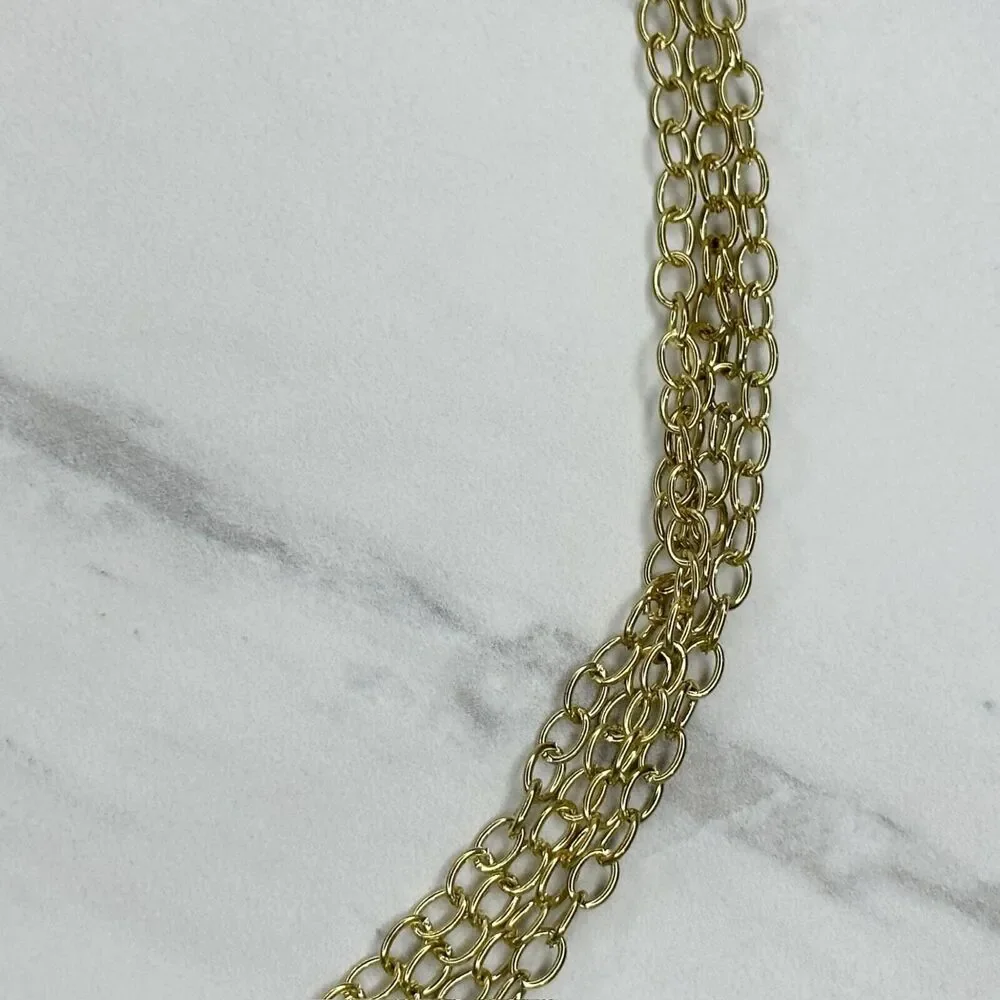 Rainbow Charm Gold and Silver Tone Chain Link Pants Chain